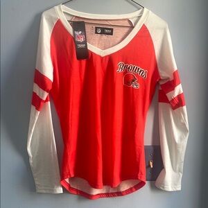 Cleveland Browns Red and White Long Sleeve Shirt